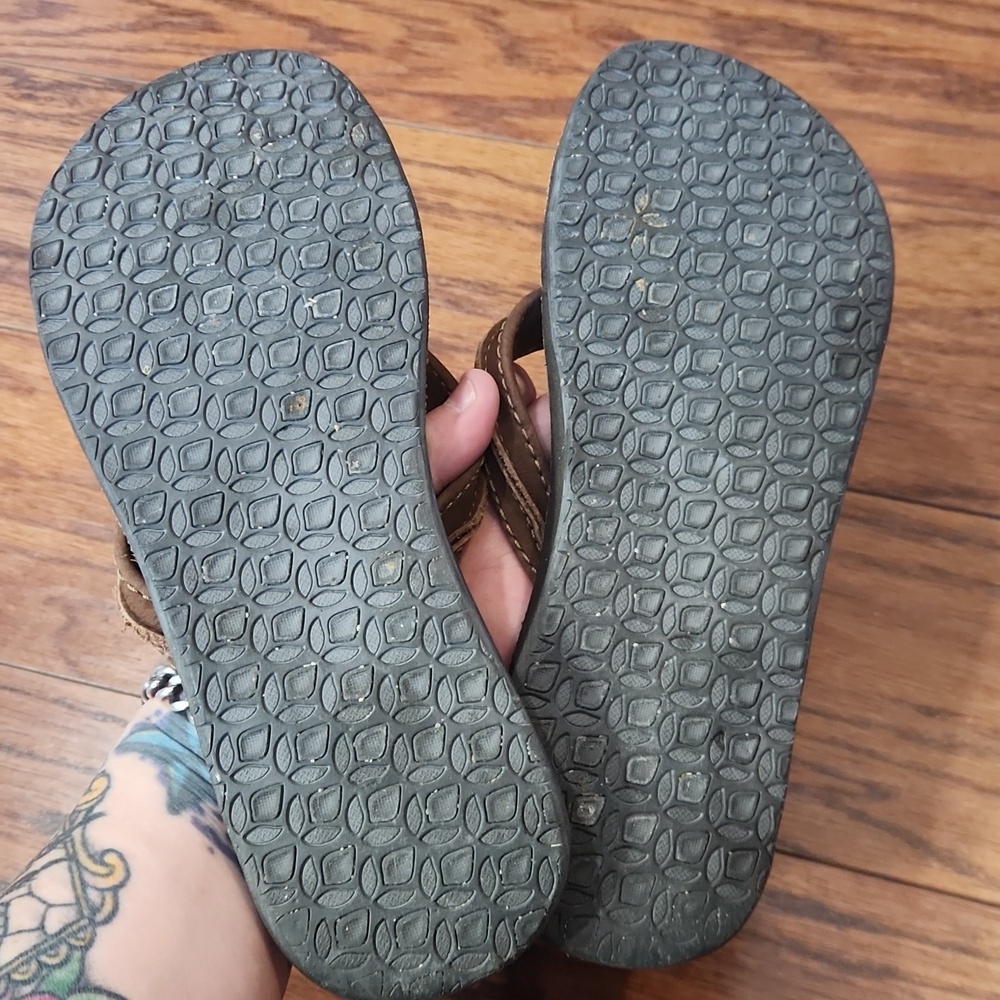 Reef Brown Leather Womens Flip Flop Sandals - Picture 3 of 3